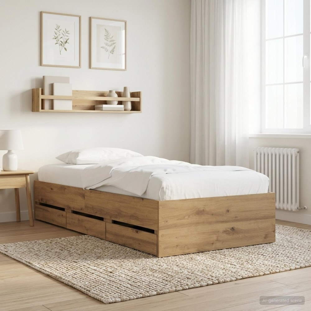 vidaXL Sängram med förvaring Artisan-ek 80 x 200 cm Konstruerat trä