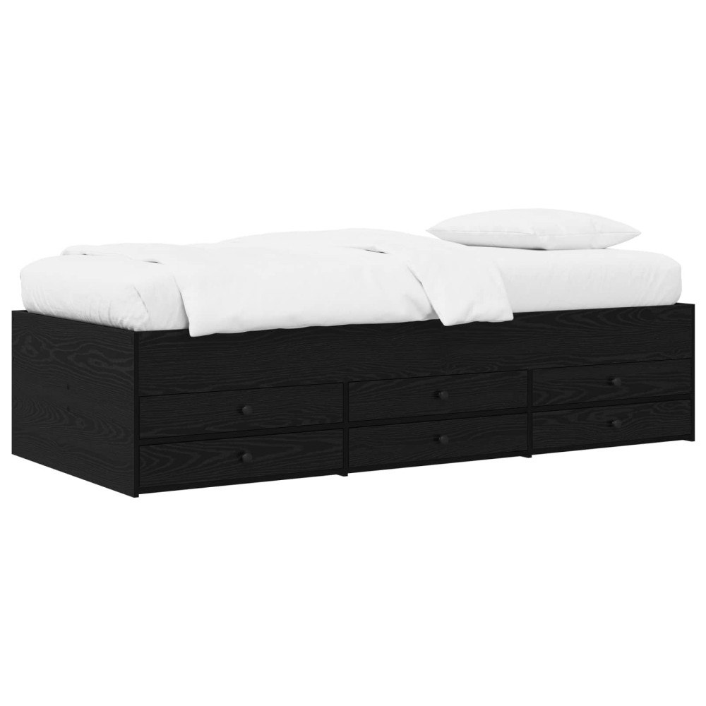 vidaXL Sängram med förvaring Svart ek 80 x 200 cm Konstruerat trä
