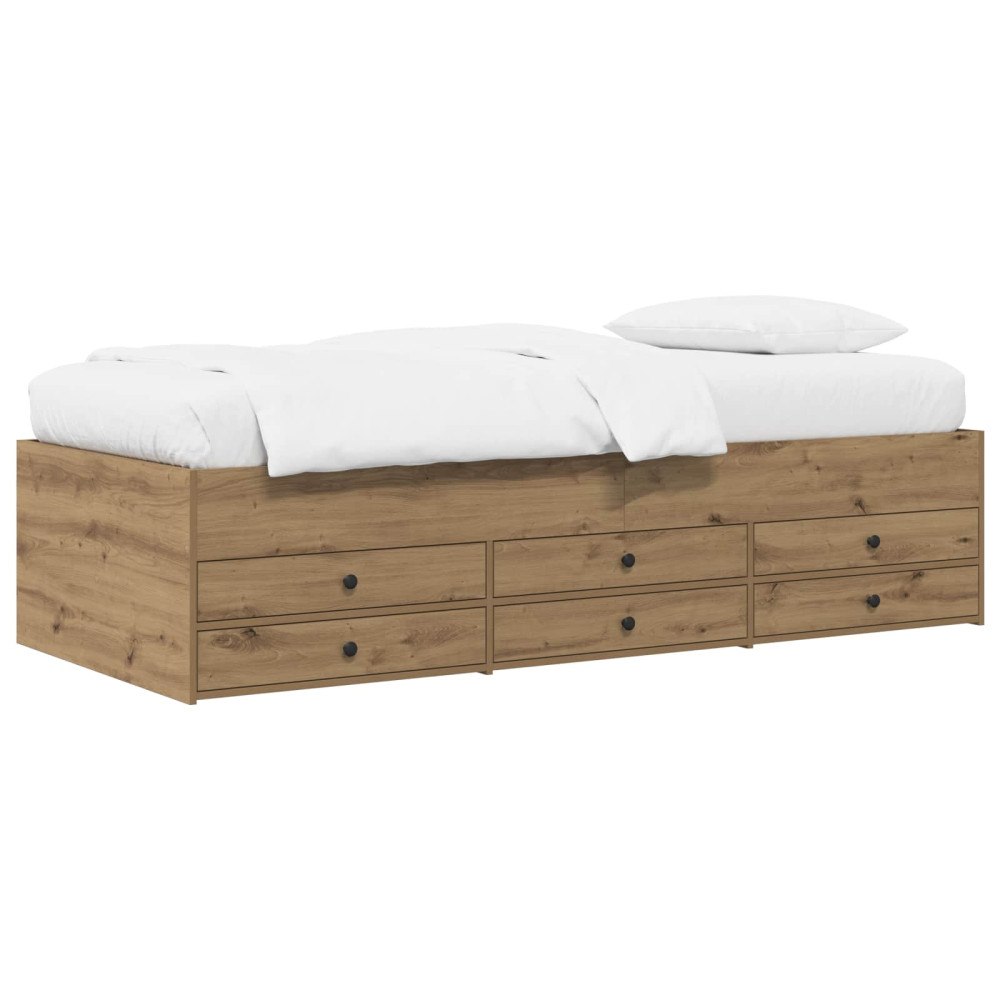 vidaXL Sängram med förvaring Artisan-ek 80 x 200 cm Konstruerat trä