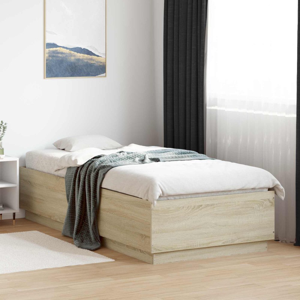 vidaXL Sängram Sonoma-ek 80 x 200 cm Konstruerat trä