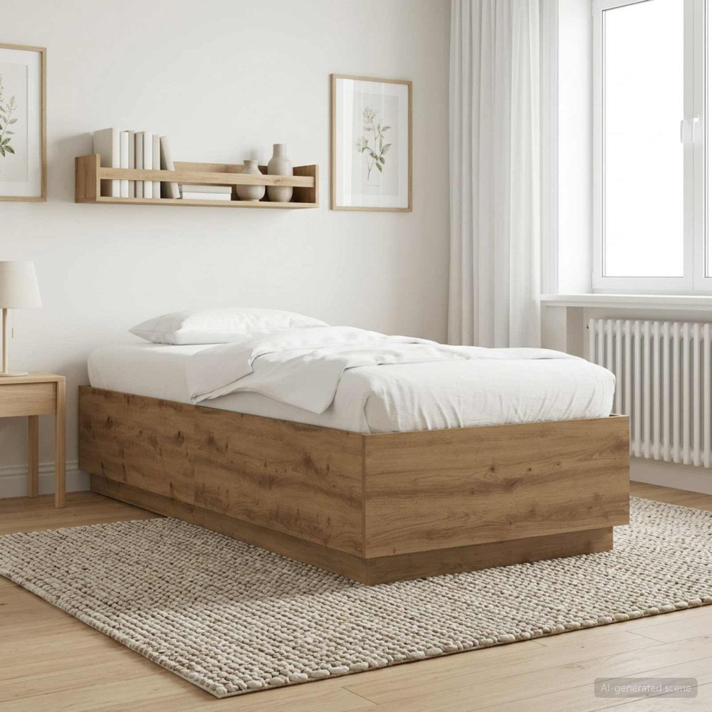 vidaXL Sängram Artisan-ek 80 x 200 cm Konstruerat trä