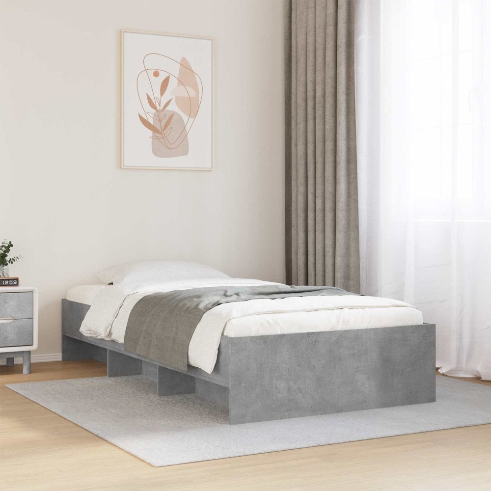 vidaXL Sängram med hylla Betonggrå 80 x 200 cm Konstruerat trä