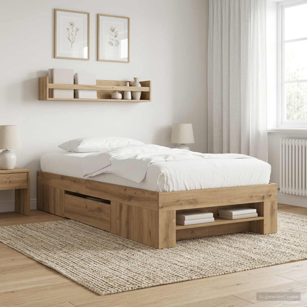 vidaXL Sängram med förvaring Artisan-ek 80 x 200 cm Konstruerat trä