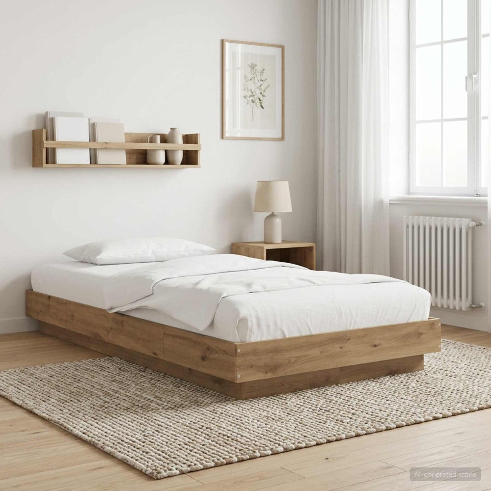 vidaXL Golvsängsram Artisan-ek 80 x 210 cm Konstruerat trä