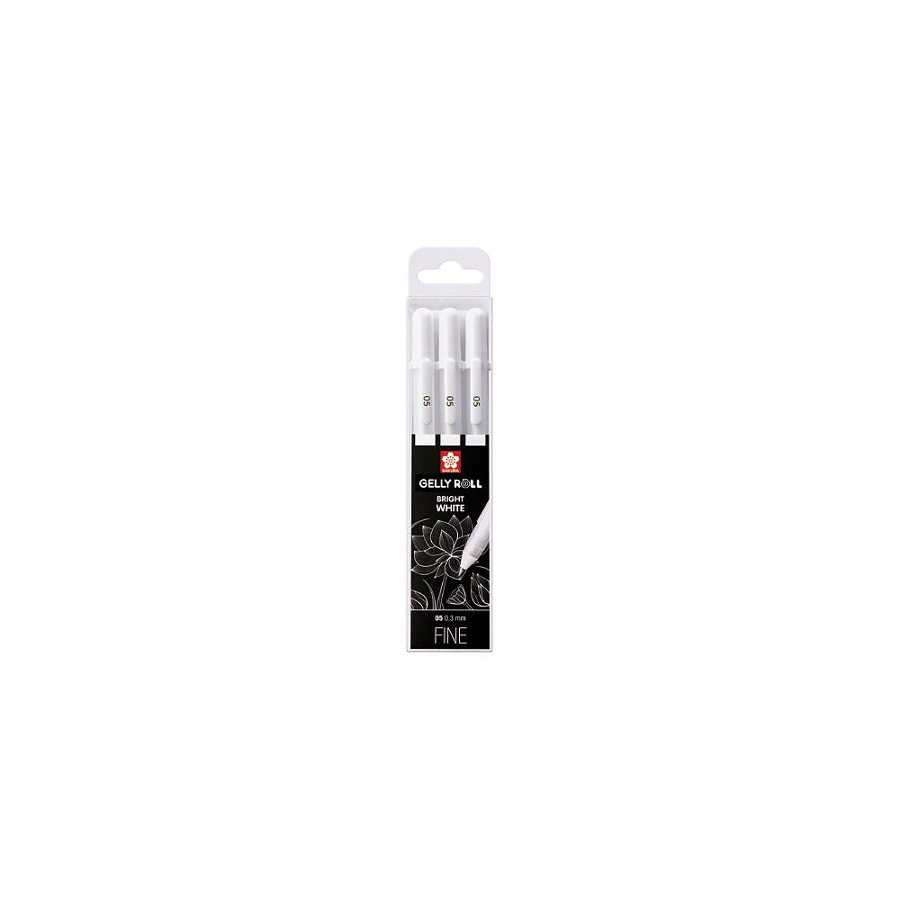 Sakura Sakura Gelly Roll Basic vit penna, fin 0,3 mm, set om 3 / Gelly Roll Basic White Pen Fine 03 mm Set 3
