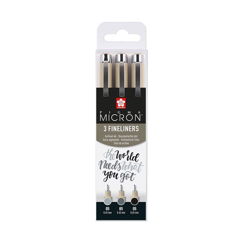 Sakura Sakura Pigma Micron 05 fineliner set 3 pens black & gray