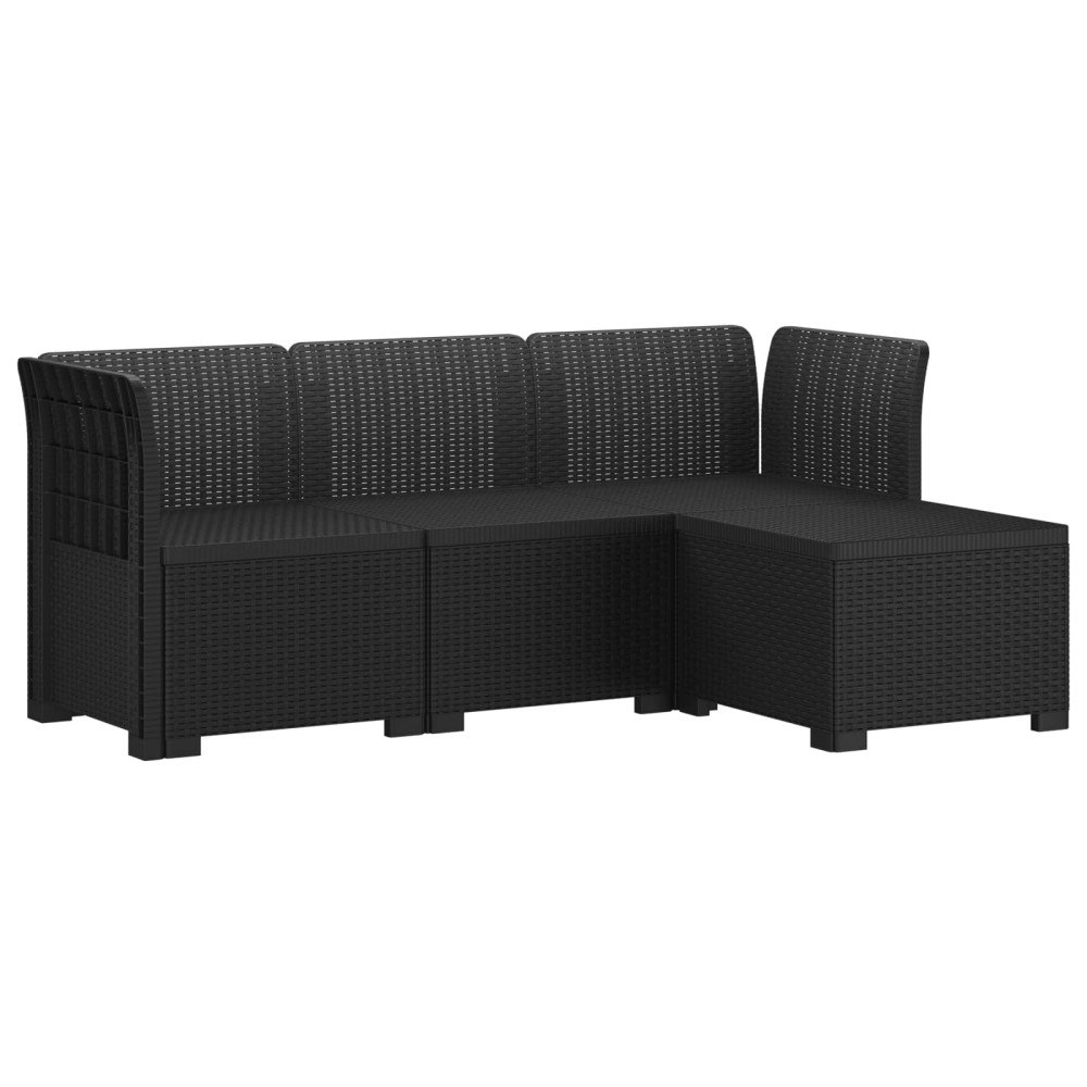 vidaXL 4-sits Trädgårdsoffa Rattan Look PP Antracit