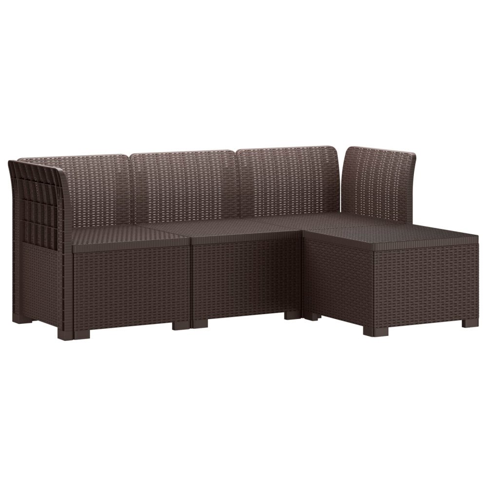 vidaXL 4-sits Trädgårdsoffa Rattan Look PP Brun
