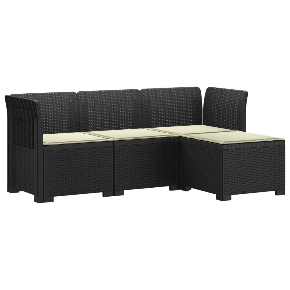 vidaXL 4-sits Trädgårdsoffa med Kuddar Rattan Look PP Antracit