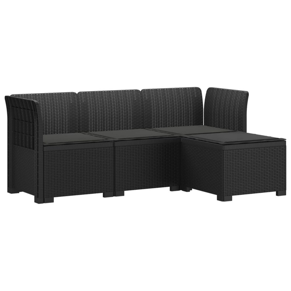 vidaXL 4-sits Trädgårdsoffa med Kuddar Rattan Look PP Antracit