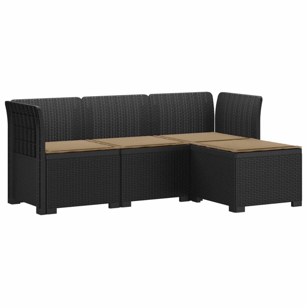 vidaXL 4-sits Trädgårdsoffa med Kuddar Rattan Look PP Antracit