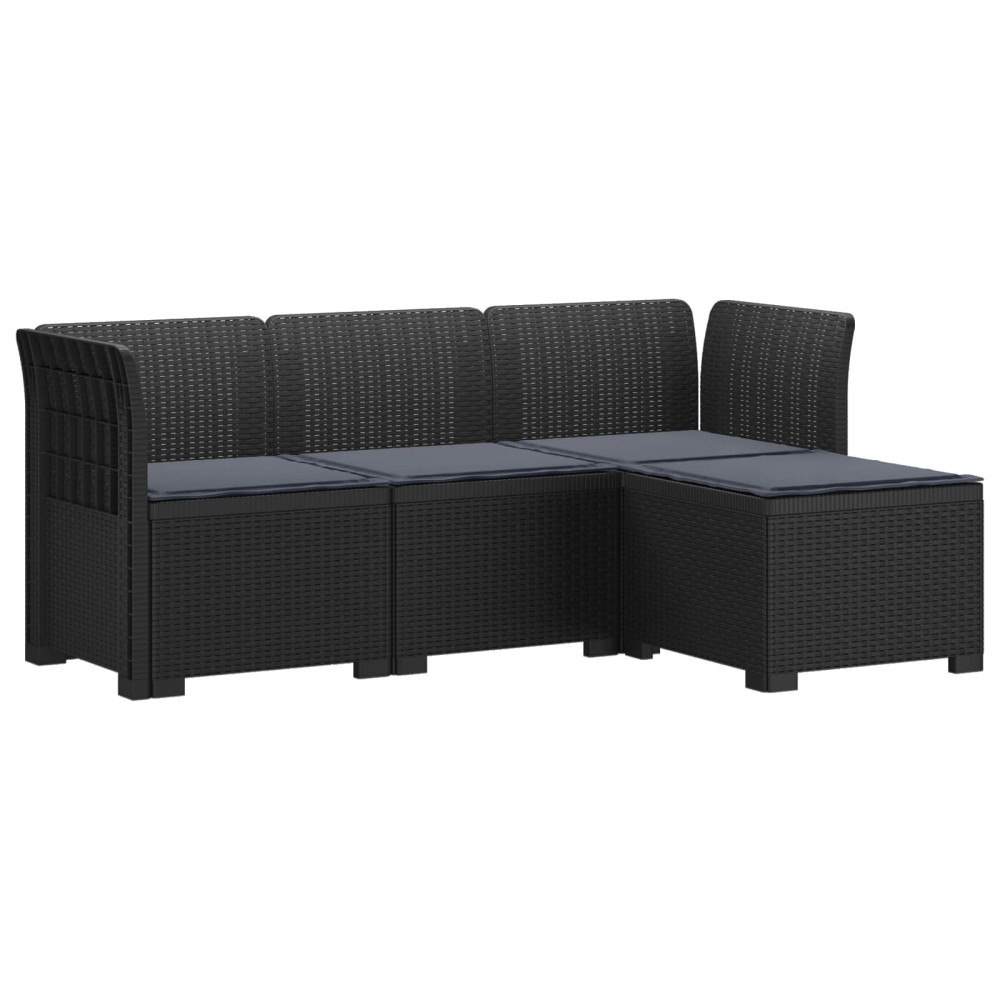 vidaXL 4-sits Trädgårdsoffa med Kuddar Rattan Look PP Antracit