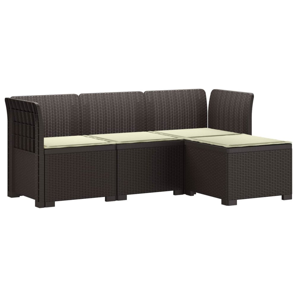 vidaXL 4-sits Trädgårdsoffa med Kuddar Rattan Look PP Brun
