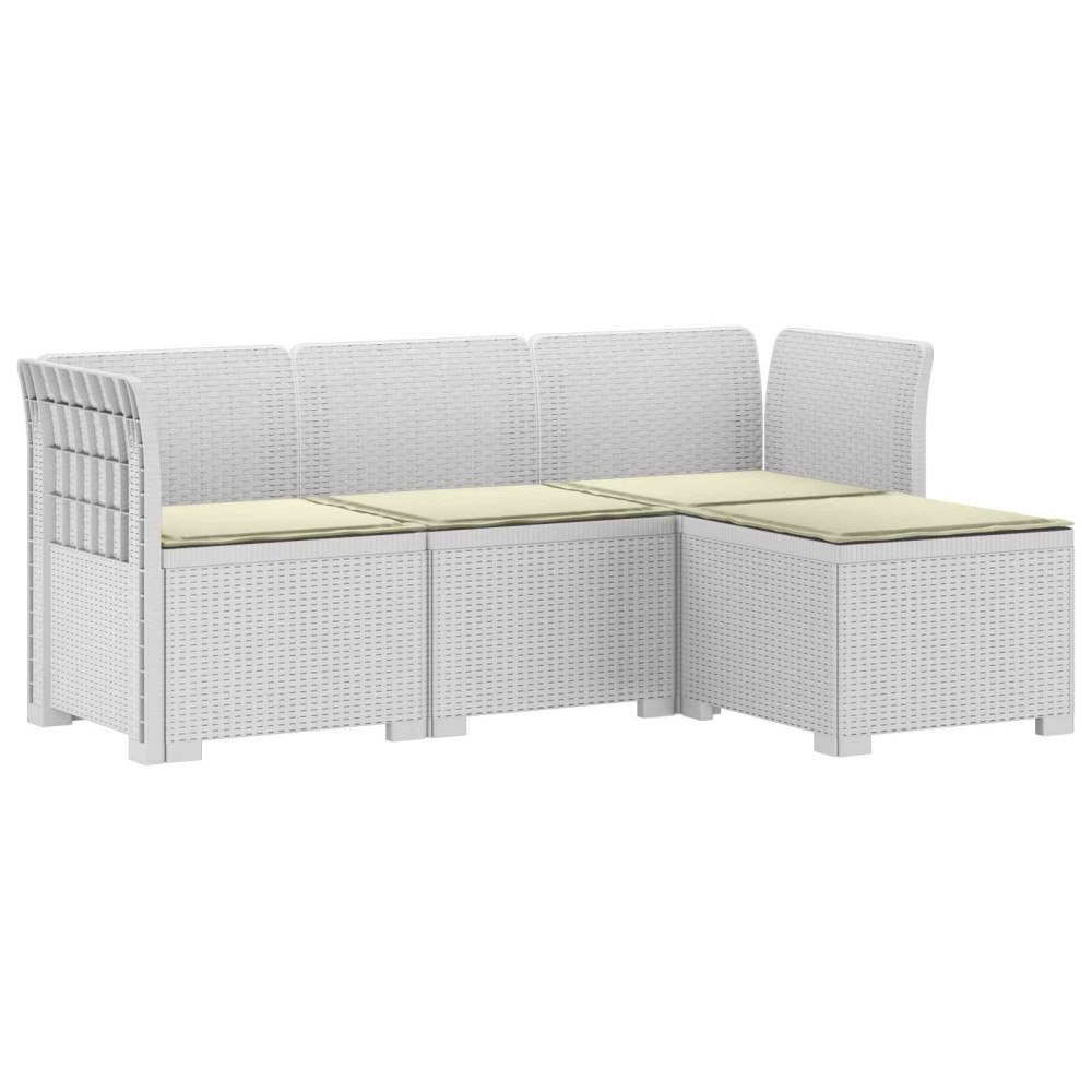 vidaXL 4-sits Trädgårdsoffa med Kuddar Rattan Look PP Vit