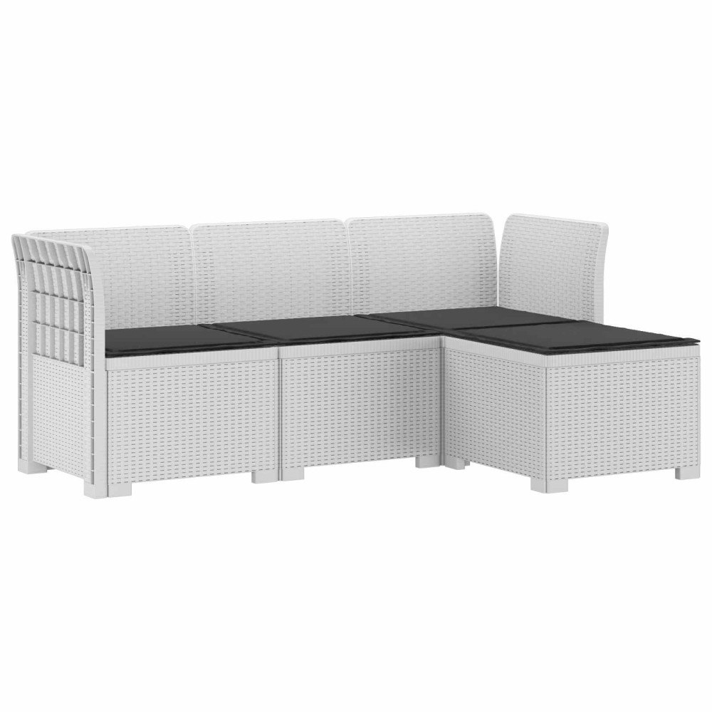 vidaXL 4-sits Trädgårdsoffa med Kuddar Rattan Look PP Vit
