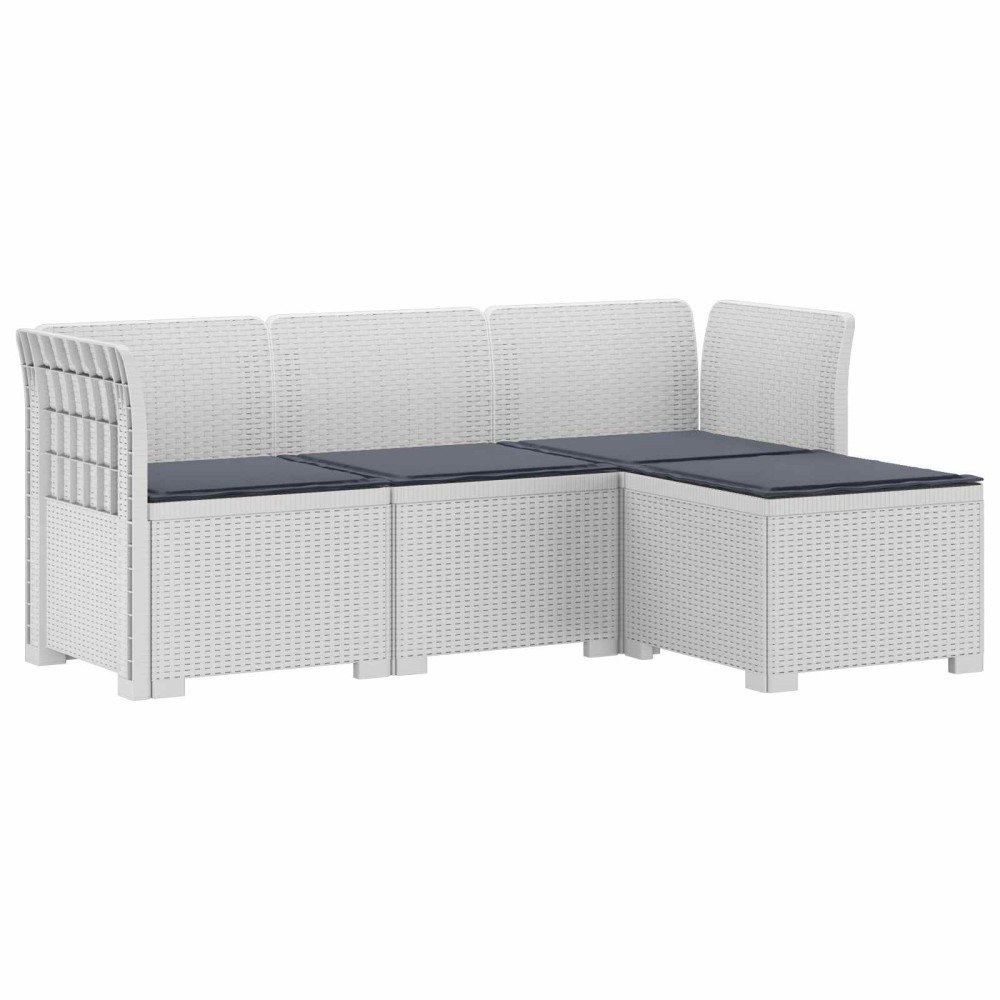 vidaXL 4-sits Trädgårdsoffa med Kuddar Rattan Look PP Vit