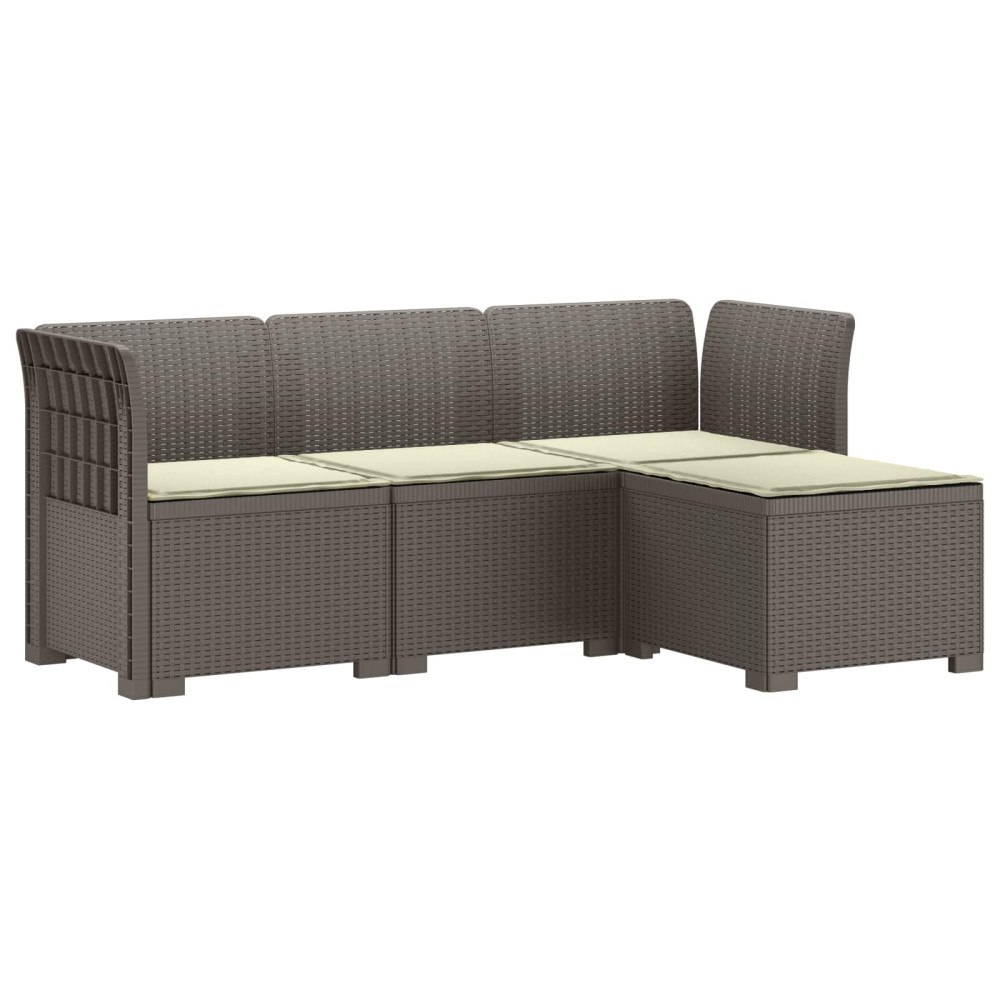 vidaXL 4-sits Trädgårdsoffa med Kuddar Rattan Look PP Ljusgrå