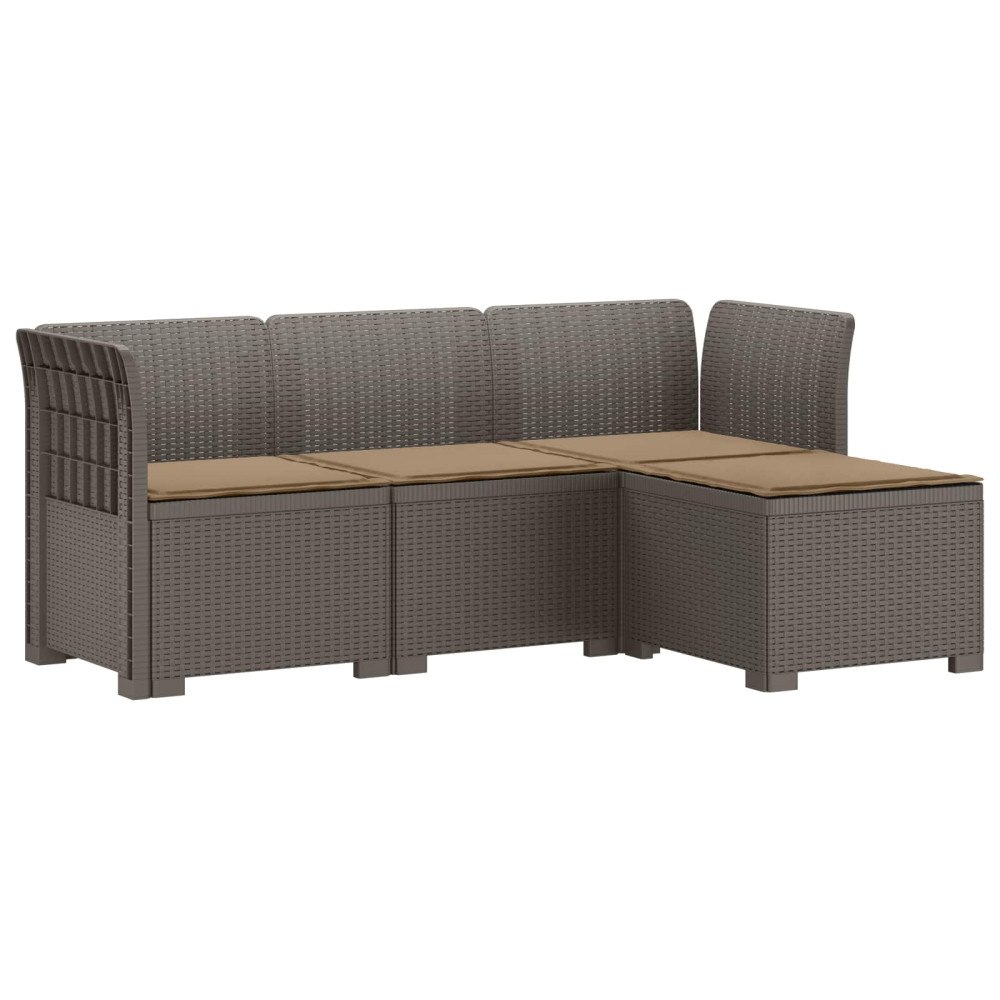vidaXL 4-sits Trädgårdsoffa med Kuddar Rattan Look PP Ljusgrå