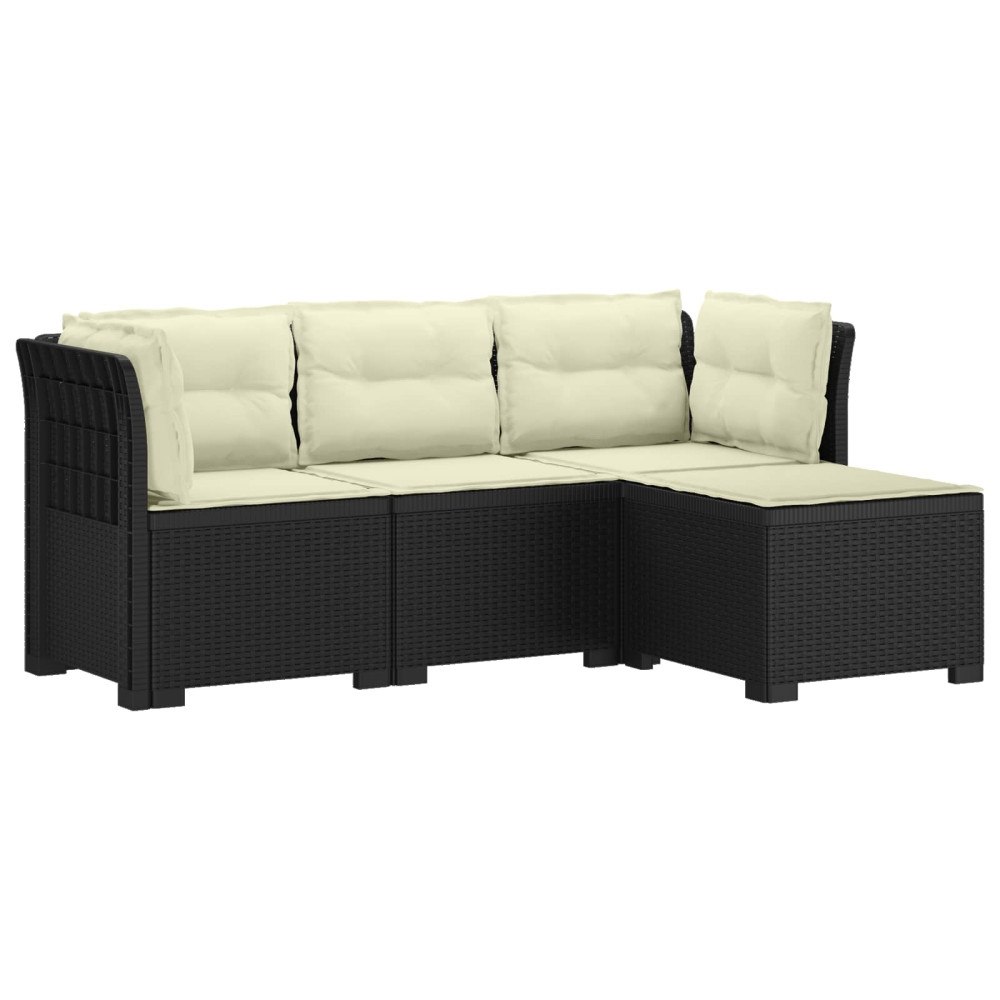 vidaXL 4-sits Trädgårdsoffa med Kuddar Rattan Look PP Antracit