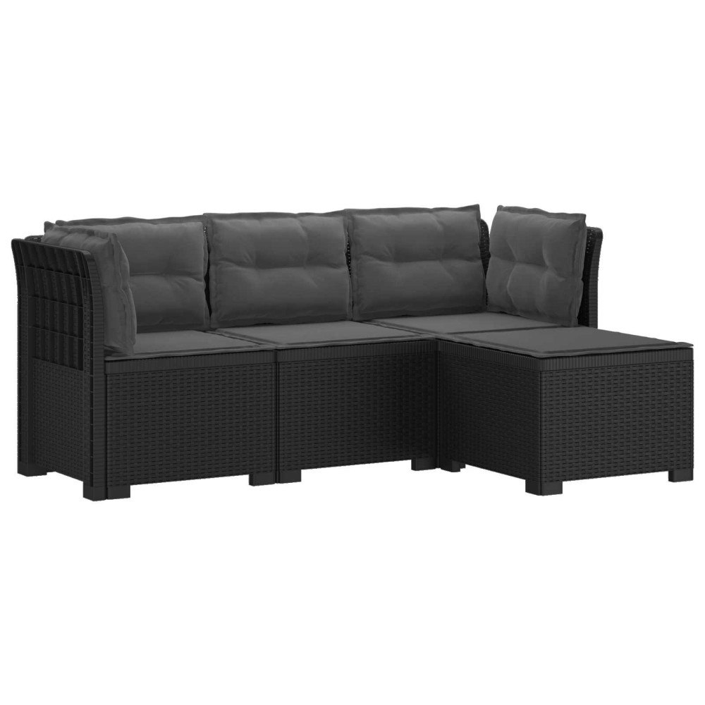 vidaXL 4-sits Trädgårdsoffa med Kuddar Rattan Look PP Antracit