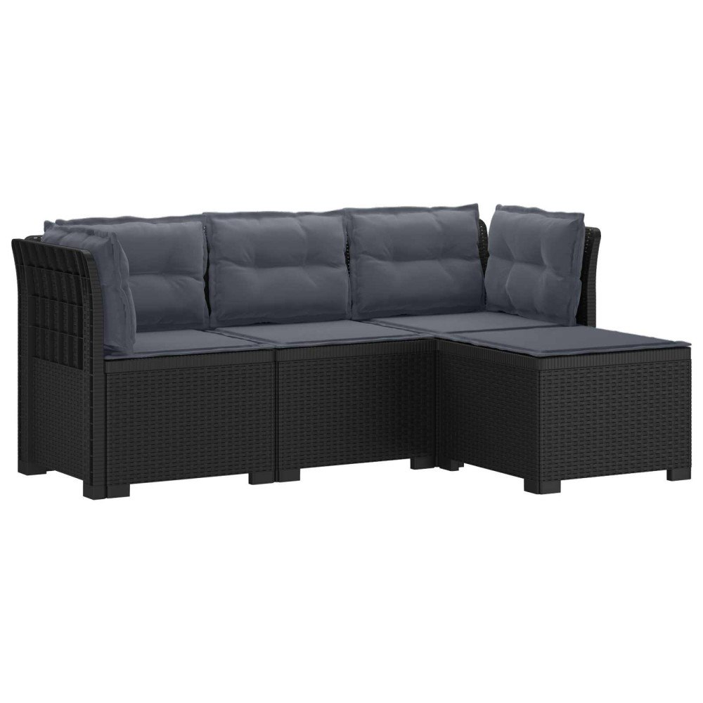 vidaXL 4-sits Trädgårdsoffa med Kuddar Rattan Look PP Antracit