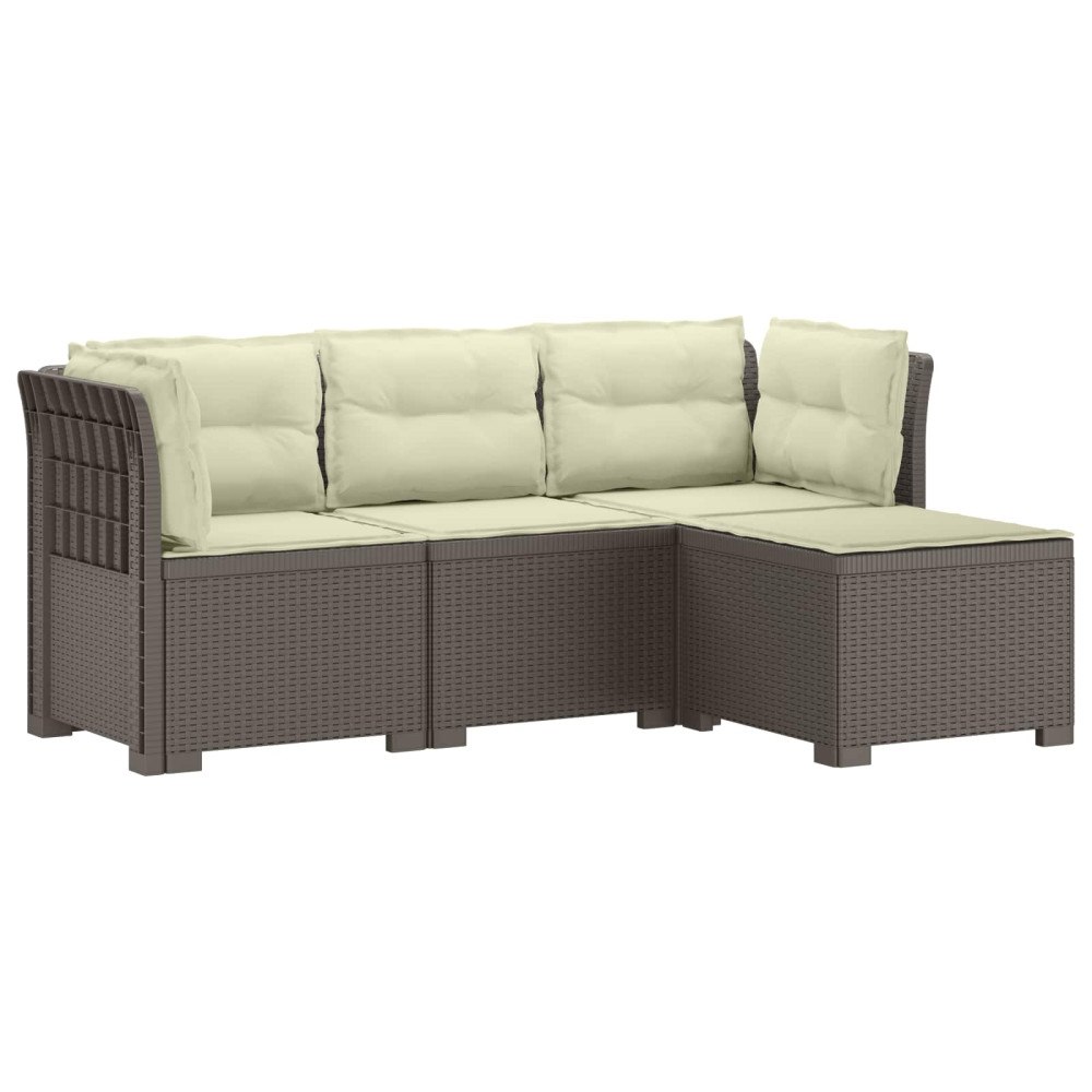 vidaXL 4-sits Trädgårdsoffa med Kuddar Rattan Look PP Ljusgrå