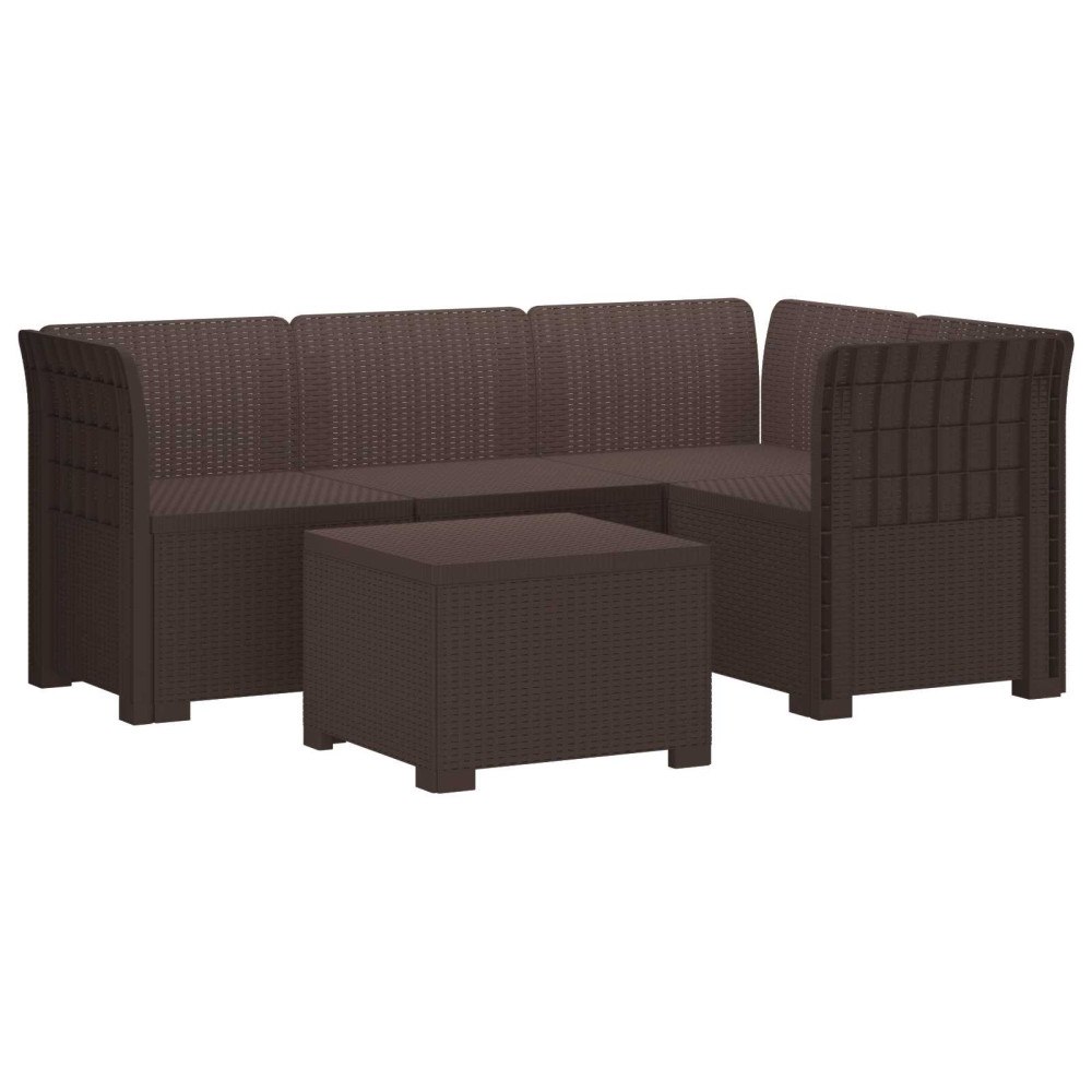 vidaXL 4-sits Trädgårdsoffa Rattan Look PP Brun