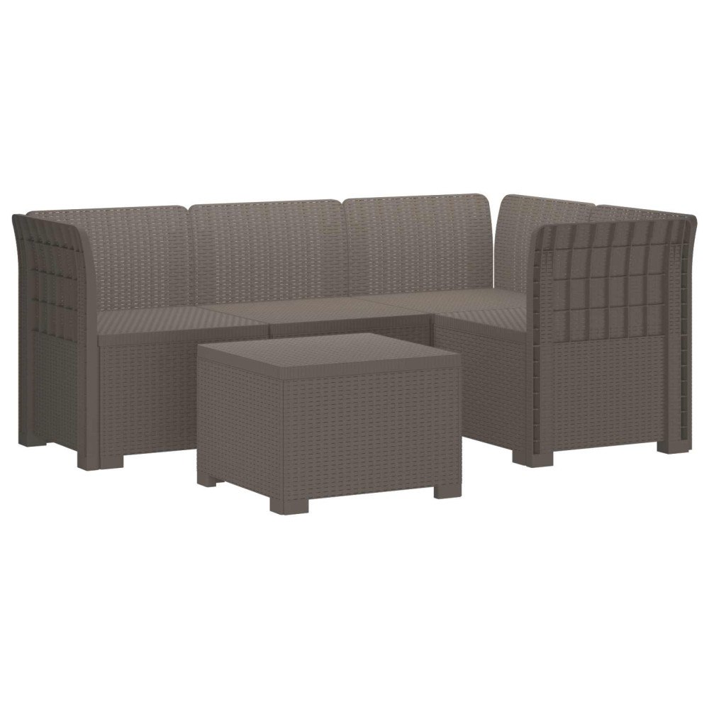vidaXL 4-sits Trädgårdsoffa Rattan Look PP Ljusgrå
