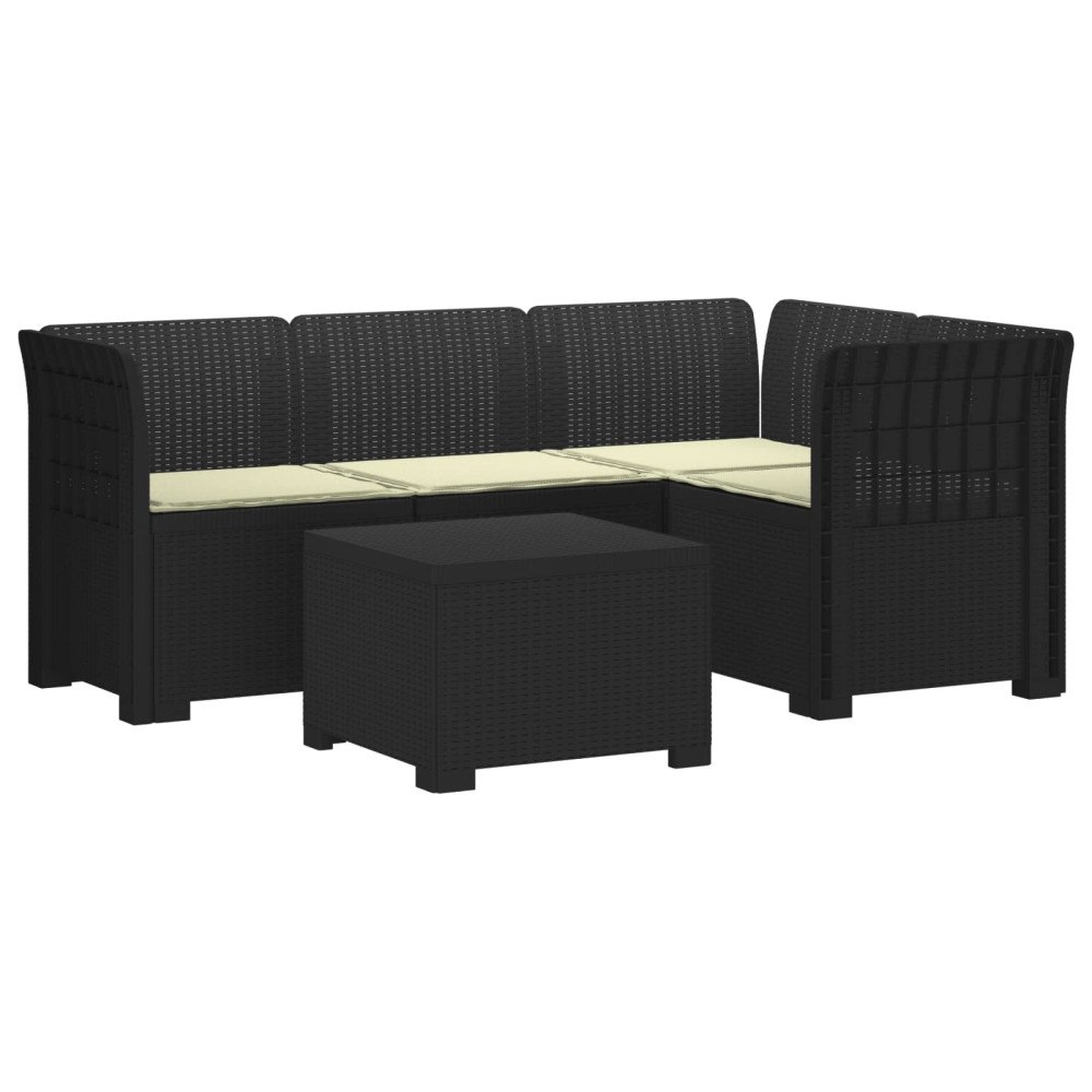 vidaXL 4-sits Trädgårdsoffa med Kuddar Rattan Look PP Antracit