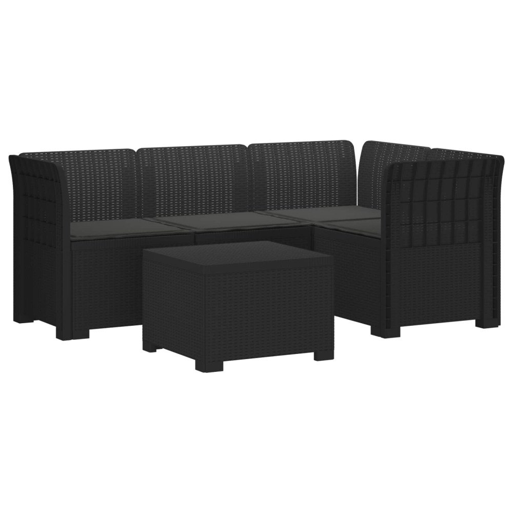 vidaXL 4-sits Trädgårdsoffa med Kuddar Rattan Look PP Antracit