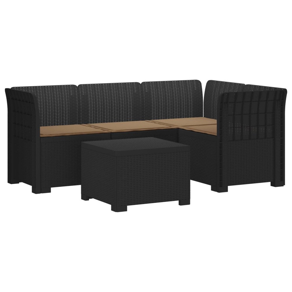 vidaXL 4-sits Trädgårdsoffa med Kuddar Rattan Look PP Antracit