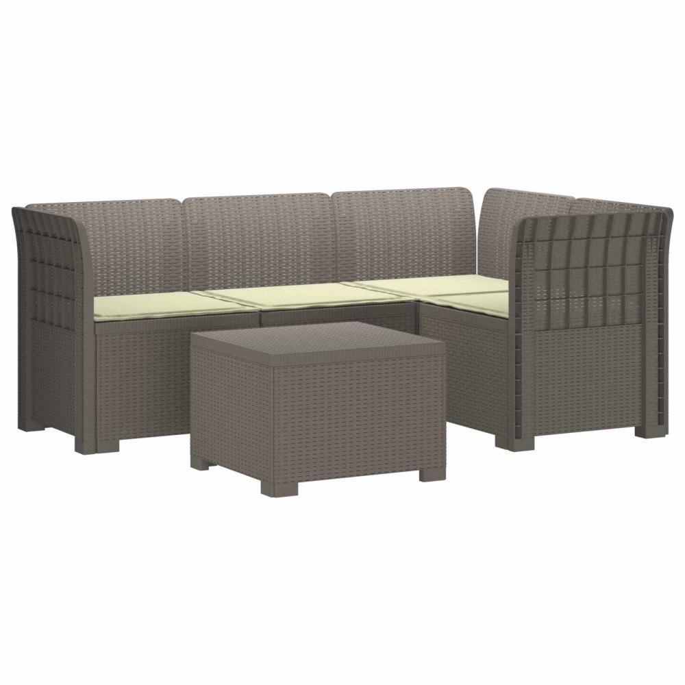 vidaXL 4-sits Trädgårdsoffa med Kuddar Rattan Look PP Ljusgrå