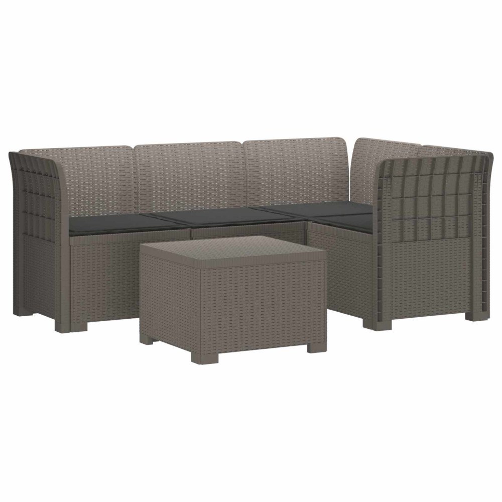 vidaXL 4-sits Trädgårdsoffa med Kuddar Rattan Look PP Ljusgrå