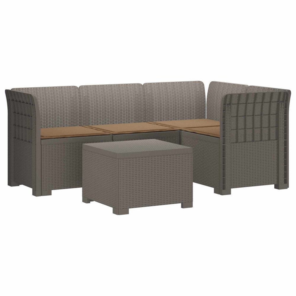 vidaXL 4-sits Trädgårdsoffa med Kuddar Rattan Look PP Ljusgrå