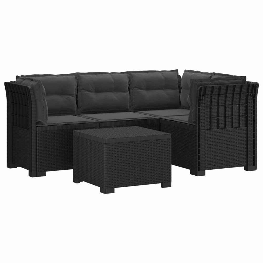 vidaXL 4-sits Trädgårdsoffa med Kuddar Rattan Look PP Antracit