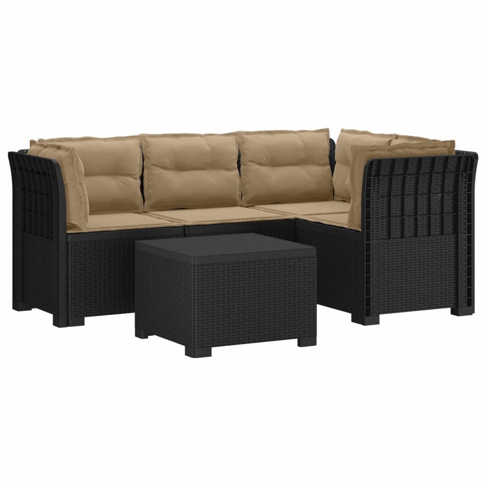 vidaXL 4-sits Trädgårdsoffa med Kuddar Rattan Look PP Antracit