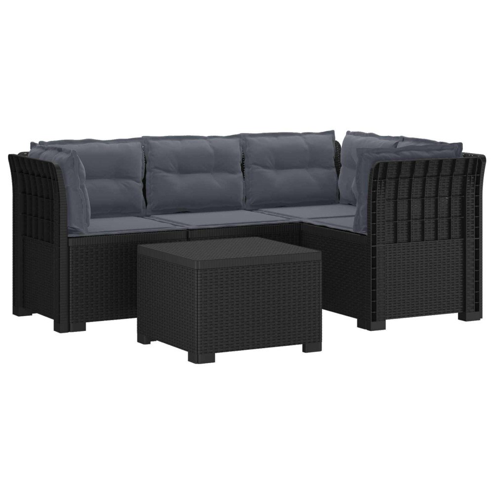 vidaXL 4-sits Trädgårdsoffa med Kuddar Rattan Look PP Antracit