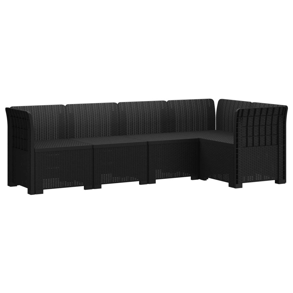 vidaXL 5-Sits Trädgårdsoffa Rattanlook PP Antracit