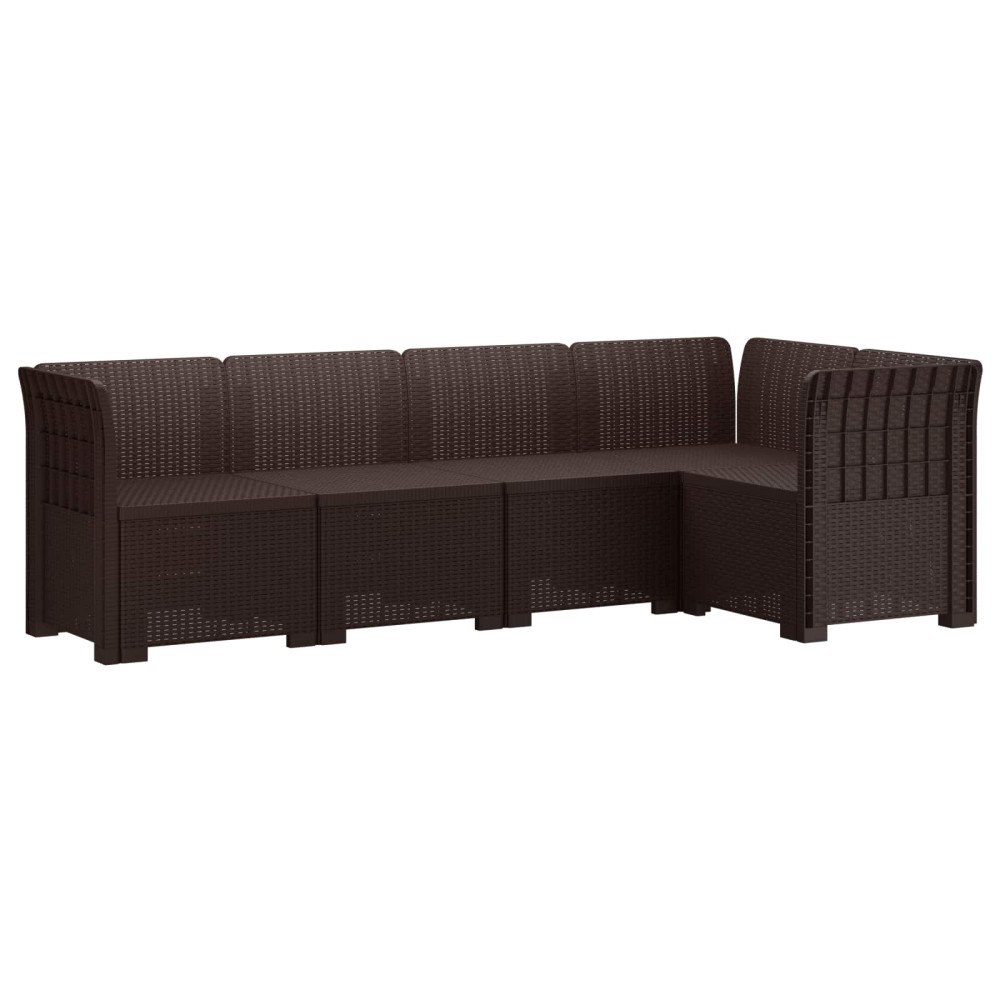 vidaXL 5-Sits Trädgårdsoffa Rattanlook PP Brun