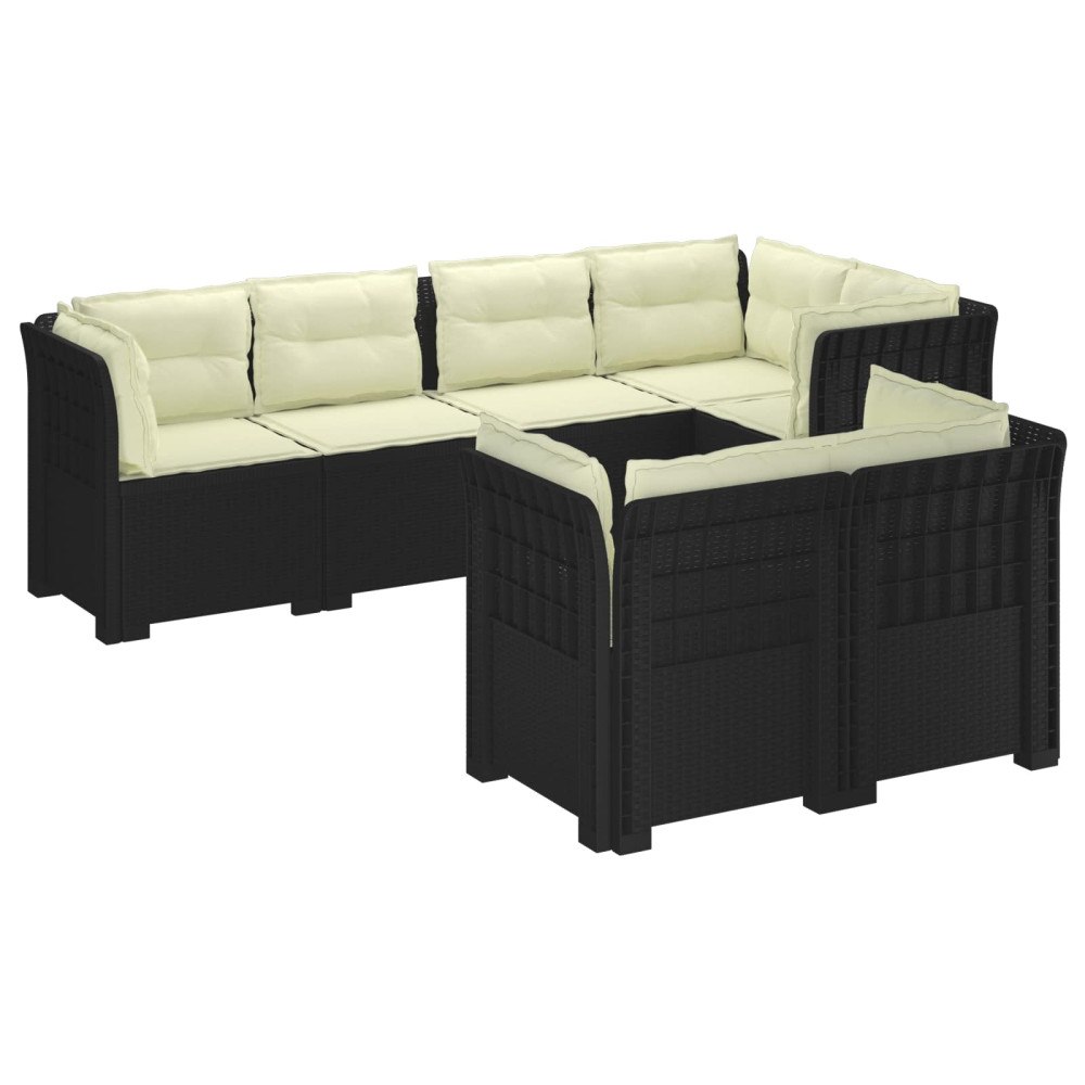 vidaXL 7-sits Soffa med Kuddar Rattanlook PP Antracit