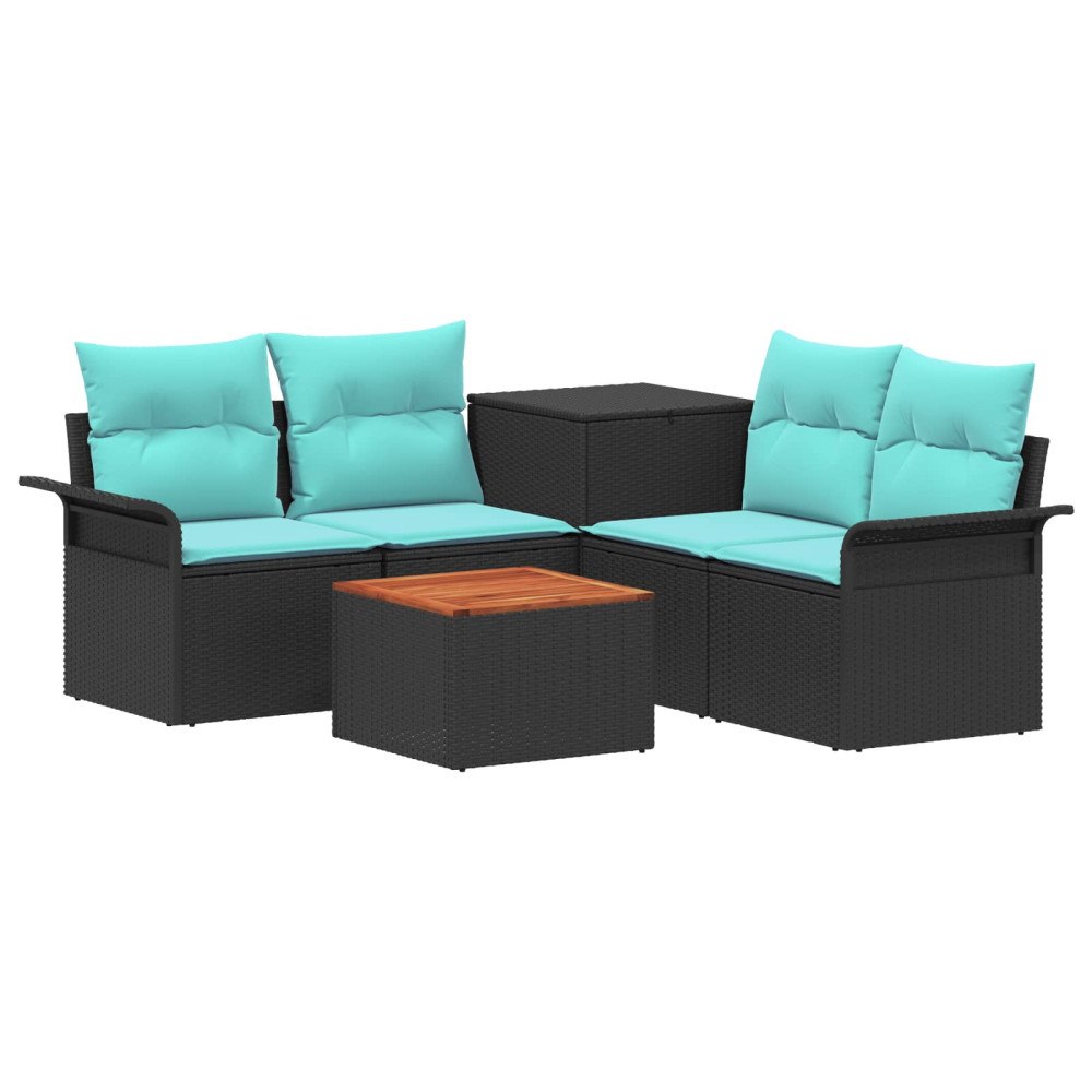 vidaXL Soffset 6 pcs 4-Antal sittplatser Svart och blå