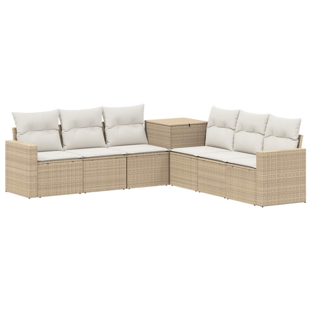 vidaXL Soffset 7 st Beige och krämvit Poly Rattan och stål