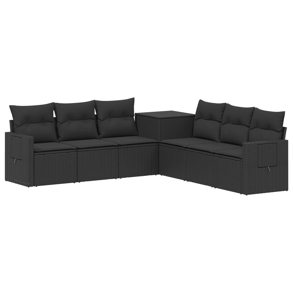 vidaXL Soffset 7 pcs Svart Poly Rattan och stål