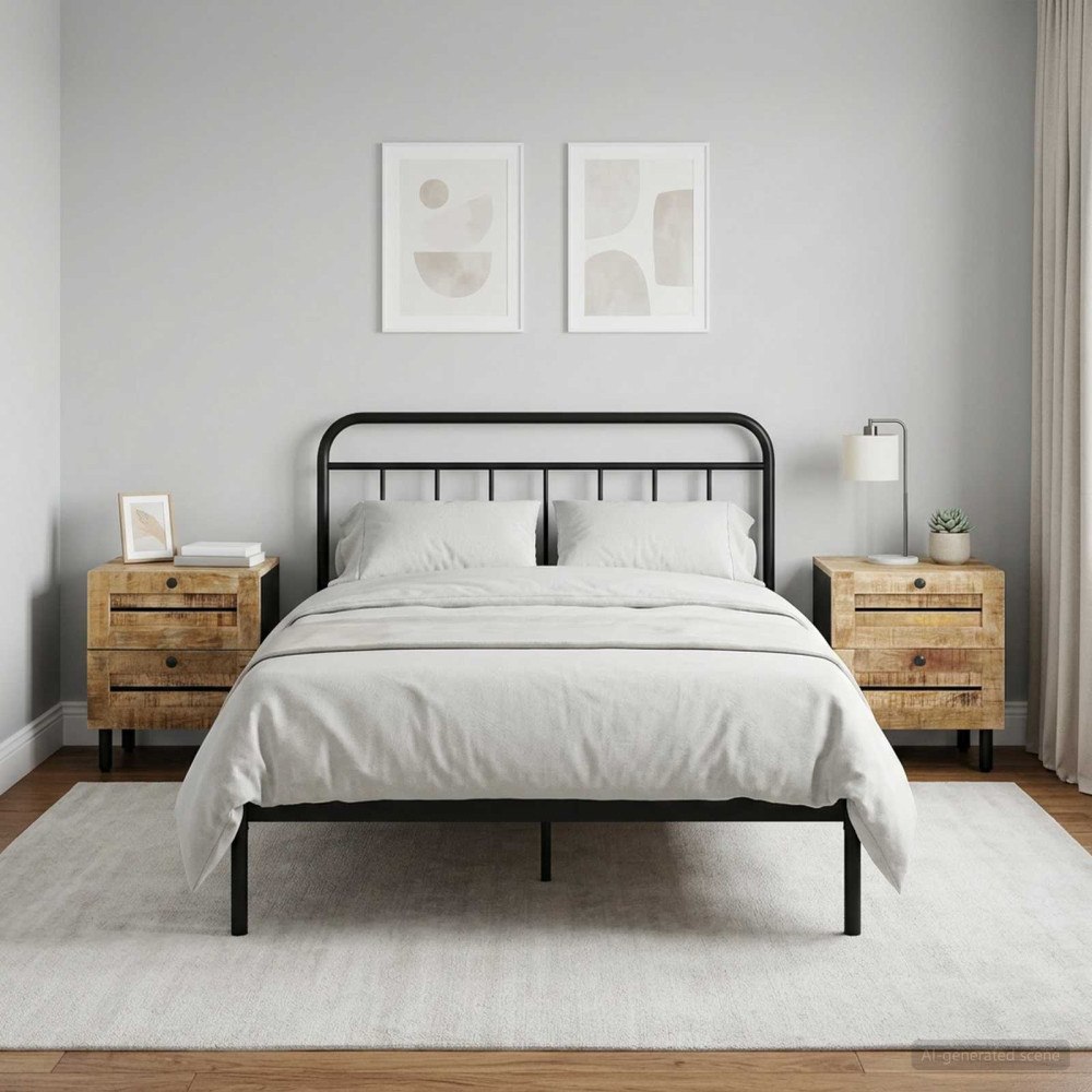 vidaXL Sängbord 2 st Naturlig 40 x 33 x 46 cm Massivt mangoträ