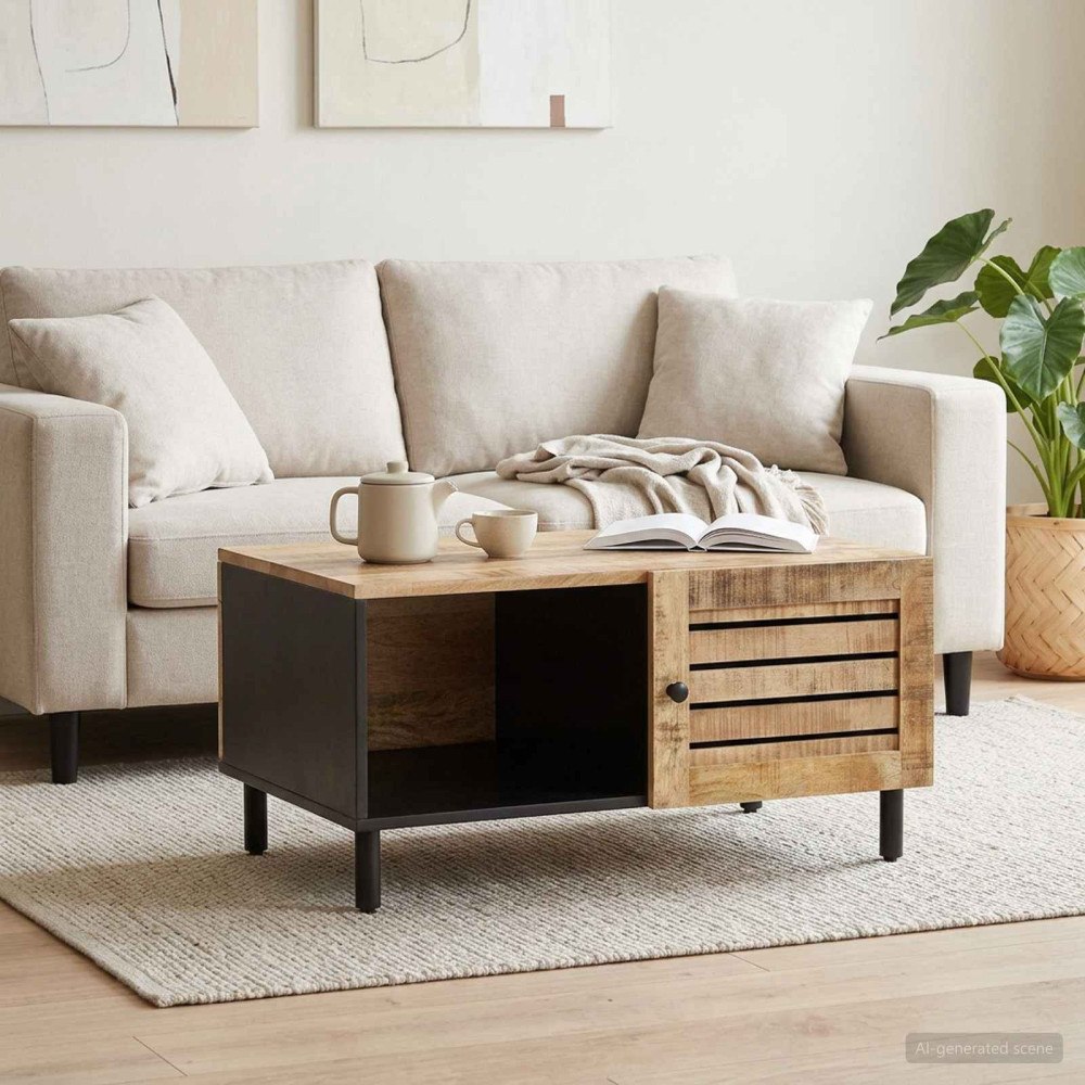 vidaXL Kaffeebord Naturlig 80 x 50 x 40 cm Massivt mangoträ
