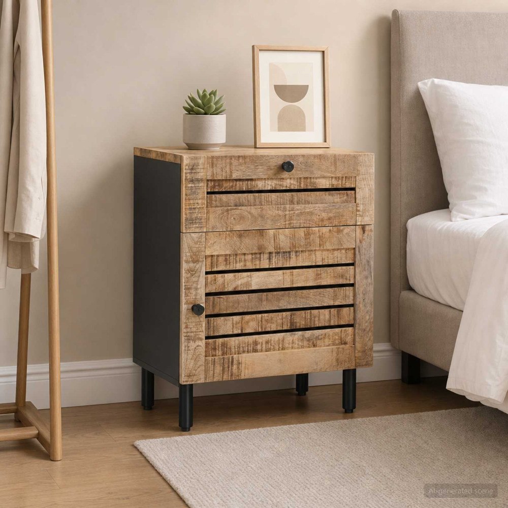 vidaXL Sängbord Naturlig 50 x 33 x 60 cm Massivt mangoträ