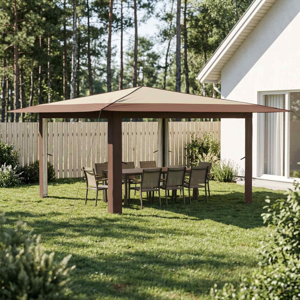 vidaXL Gazebo utan vägg 4 x 4 m Kräm och brun