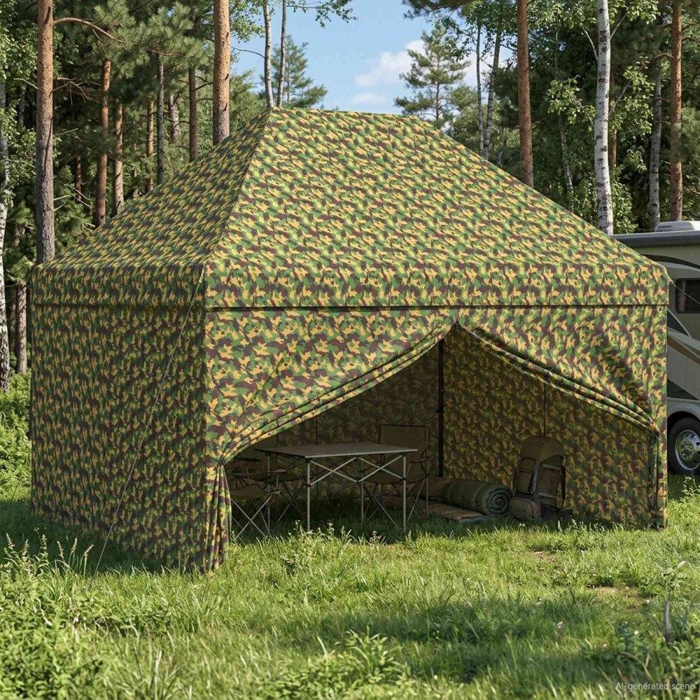 vidaXL Tält med 4 sidoväggar 2,9 x 4,3 m Armémönster