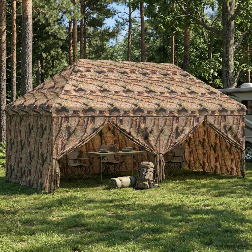 vidaXL Pop-up Gazebo med 4 Sidoväggar 3 x 6 m Skogs camo