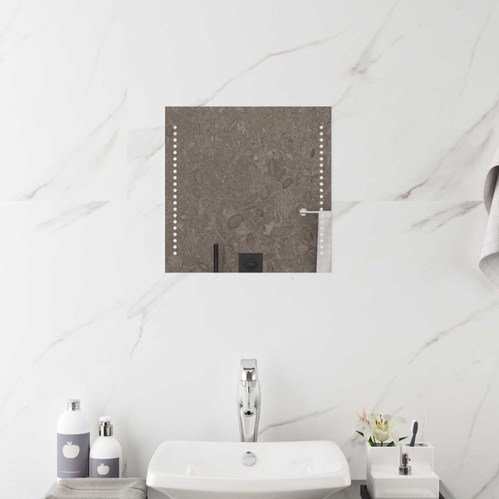 vidaXL LED Badrumsspegel med spegel Transparent 40 x 40 cm härdat glas